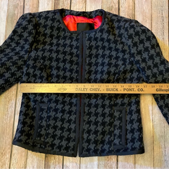 NWT Mossimo Tweed Wool Blend Grey & Black M Lined Blazer Hook Closure - Picture 3 of 9